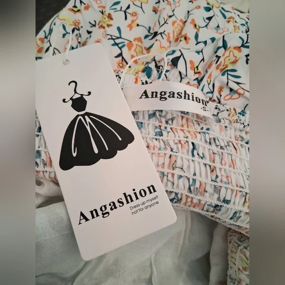 Angashion Womens Spaggetti Strap Boho Summer Long Flowy Maxi Dress Sundress SM - Picture 10 of 13